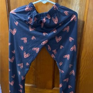 Kids Heart Pattern Leggings - Navy and Pink